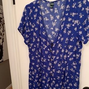 Wild Fable Blue Floral Short Sleeve Romper